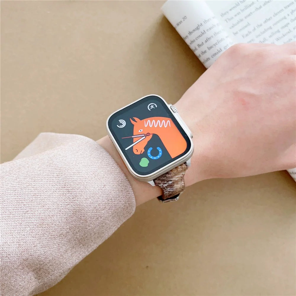 For Apple Watch Series 11 10 42mm / 9 8 7 41mm / SE3 SE2 SE 6 5 4 40mm / 3 2 1 38mm Woolen Watch Band - Coffee / White - 4