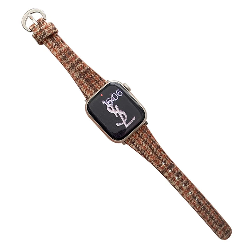 For Apple Watch Series 11 10 42mm / 9 8 7 41mm / SE3 SE2 SE 6 5 4 40mm / 3 2 1 38mm Woolen Replacement Band - Brown - 1