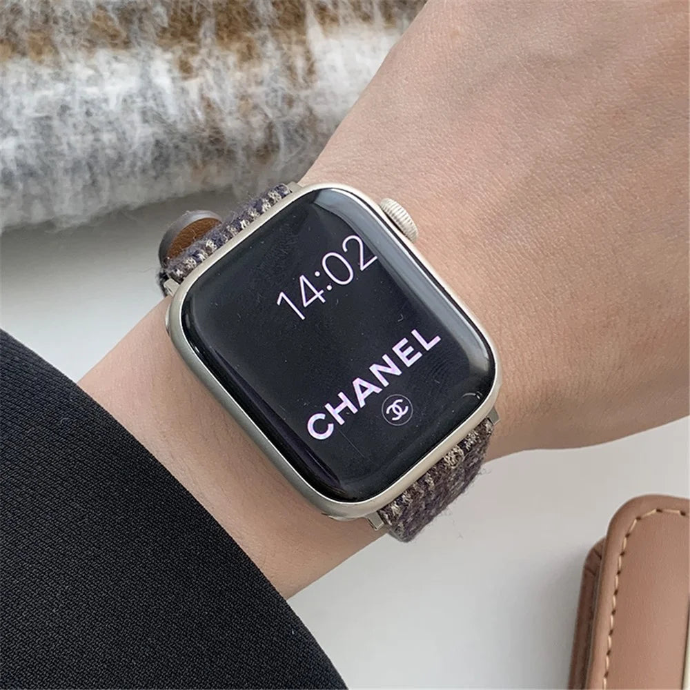 For Apple Watch Ultra 3 2 1 49mm / Series 11 10 46mm / 9 8 7 45mm / SE3 SE2 SE 6 5 4 44mm / 3 2 1 42mm Woolen Watch Band - Black Coffee - 2