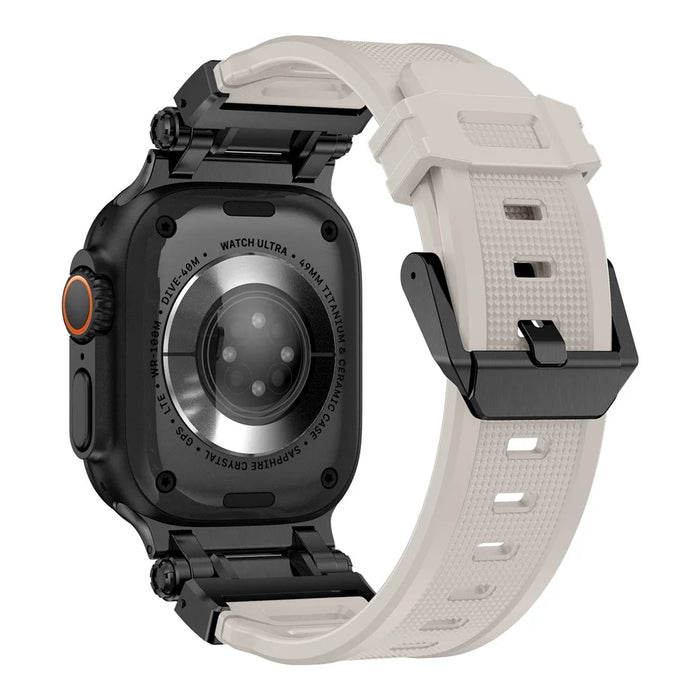 For Apple Watch Ultra 3 2 1 49mm / Series 11 10 46mm / 9 8 7 45mm / SE3 SE2 SE 6 5 4 44mm / 3 2 1 42mm Silicone Strap - Black+Starlight - 1