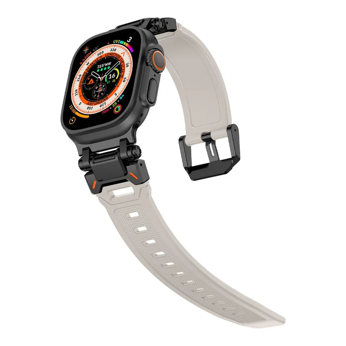 For Apple Watch Ultra 3 2 1 49mm / Series 11 10 46mm / 9 8 7 45mm / SE3 SE2 SE 6 5 4 44mm / 3 2 1 42mm Silicone Strap - Black+Starlight - 3