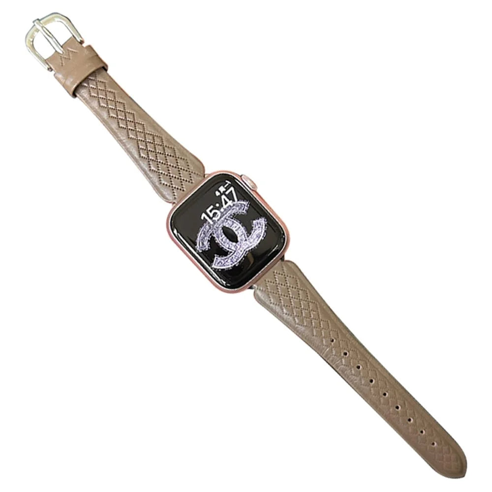 For Apple Watch Series 11 10 42mm / 9 8 7 41mm / SE3 SE2 SE 6 5 4 40mm / 3 2 1 38mm Cowhide Leather Watch Band - Light Brown - 1
