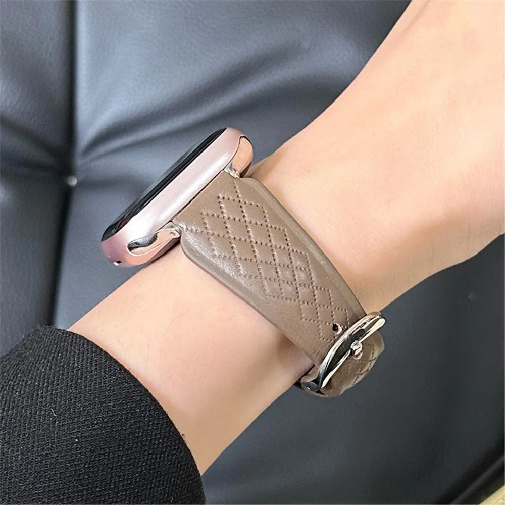 For Apple Watch Series 11 10 42mm / 9 8 7 41mm / SE3 SE2 SE 6 5 4 40mm / 3 2 1 38mm Cowhide Leather Watch Band - Light Brown - 3