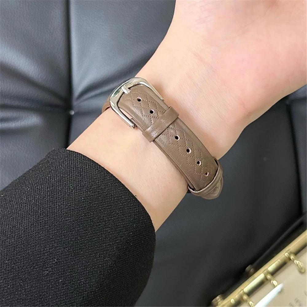 For Apple Watch Series 11 10 42mm / 9 8 7 41mm / SE3 SE2 SE 6 5 4 40mm / 3 2 1 38mm Cowhide Leather Watch Band - Light Brown - 4