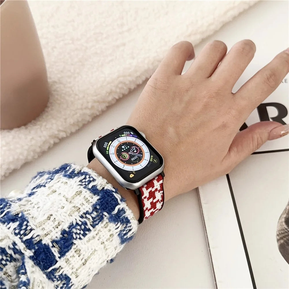 For Apple Watch Series 11 10 42mm / 9 8 7 41mm / SE3 SE2 SE 6 5 4 40mm / 3 2 1 38mm Silicone+Nylon Watch Strap - Red+White - 2