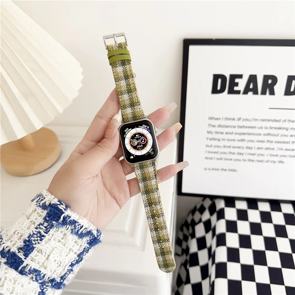 For Apple Watch Series 11 10 42mm / 9 8 7 41mm / SE3 SE2 SE 6 5 4 40mm / 3 2 1 38mm Woolen Watch Strap - Green - 1