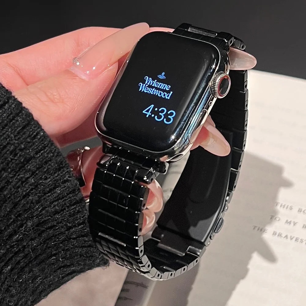 For Apple Watch Series 11 10 42mm / 9 8 7 41mm / SE3 SE2 SE 6 5 4 40mm / 3 2 1 38mm Stainless Steel Grid Watch Strap - Black - 3