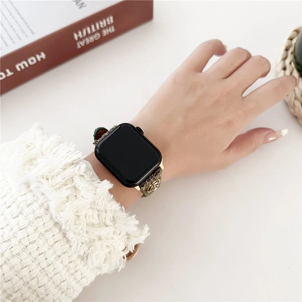 For Apple Watch Series 11 10 42mm / 9 8 7 41mm / SE3 SE2 SE 6 5 4 40mm / 3 2 1 38mm PU Leather Strap Replacement - Green - 3