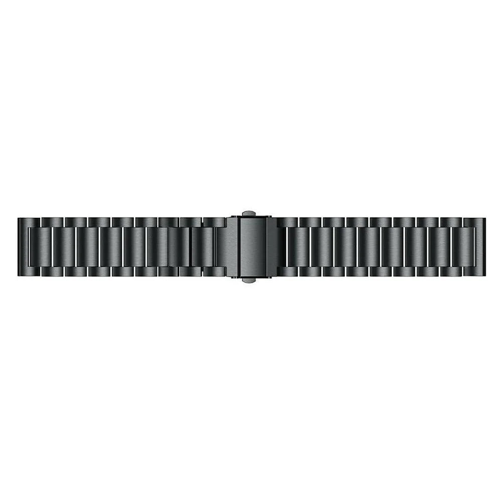 For Garmin Forerunner 255 / 255 Music 3-Bead 316L Stainless Steel Strap 22mm Replacement Wrist Band - Black - 3