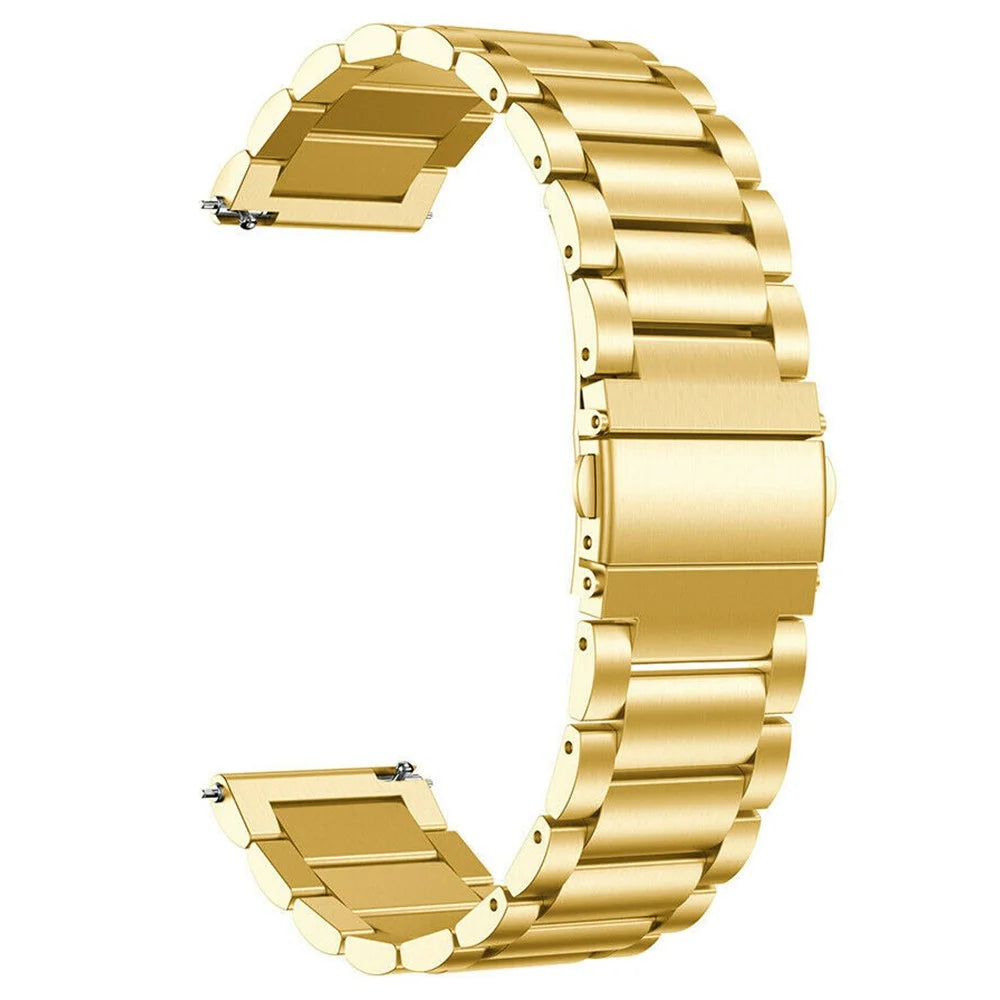 For Garmin Forerunner 265 / 265 Music 316L Stainless Steel 3-Bead Wrist Strap 22mm Replacement Band - Gold - 1