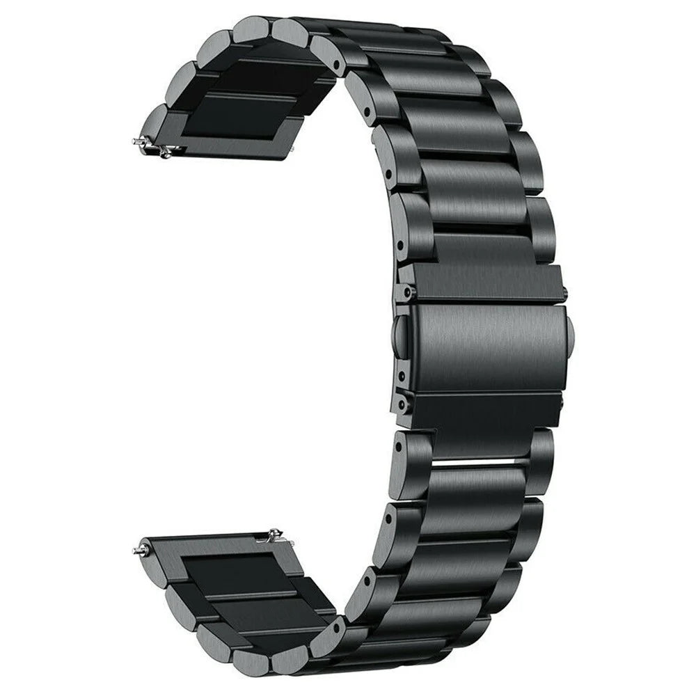 For Garmin Vivoactive 4 Replacement Wrist Strap Stylish 3-Bead 316L Stainless Steel 22mm Watch Band - Black - 1