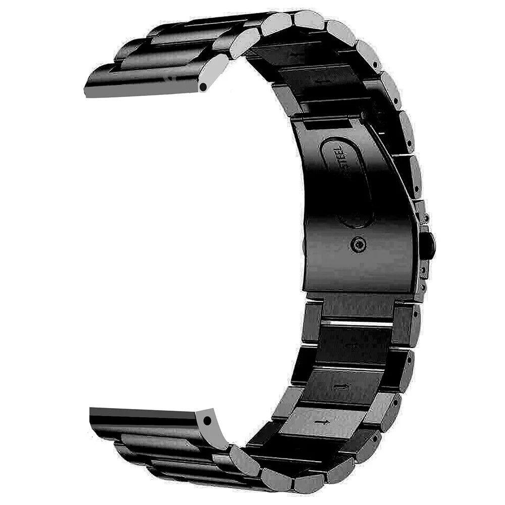 For Garmin Vivoactive 4 Replacement Wrist Strap Stylish 3-Bead 316L Stainless Steel 22mm Watch Band - Black - 2