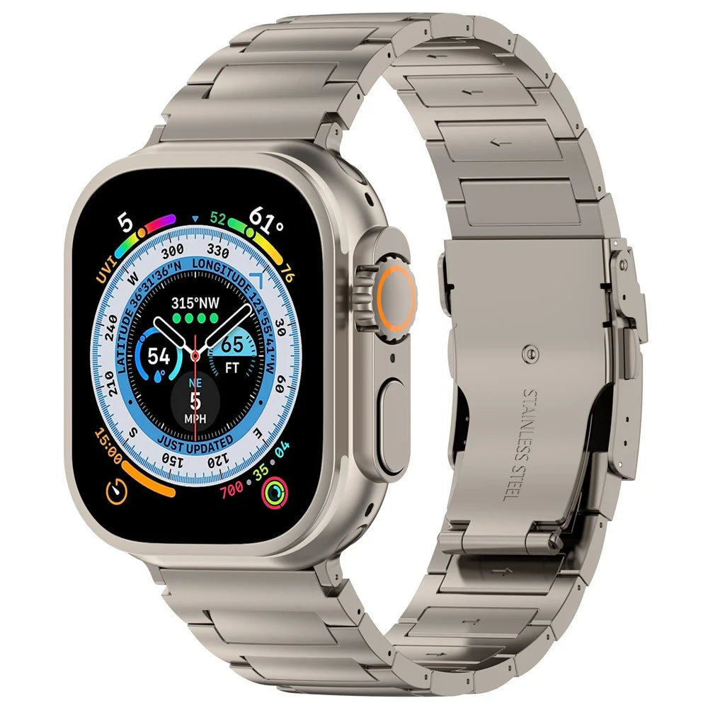 Titanium Alloy Band for Apple Watch Ultra 3 2 1 49mm / Series 11 10 46mm / 9 8 7 45mm / SE3 SE2 SE 6 5 4 44mm / 3 2 1 42mm Watch Strap - Titanium Grey - 4