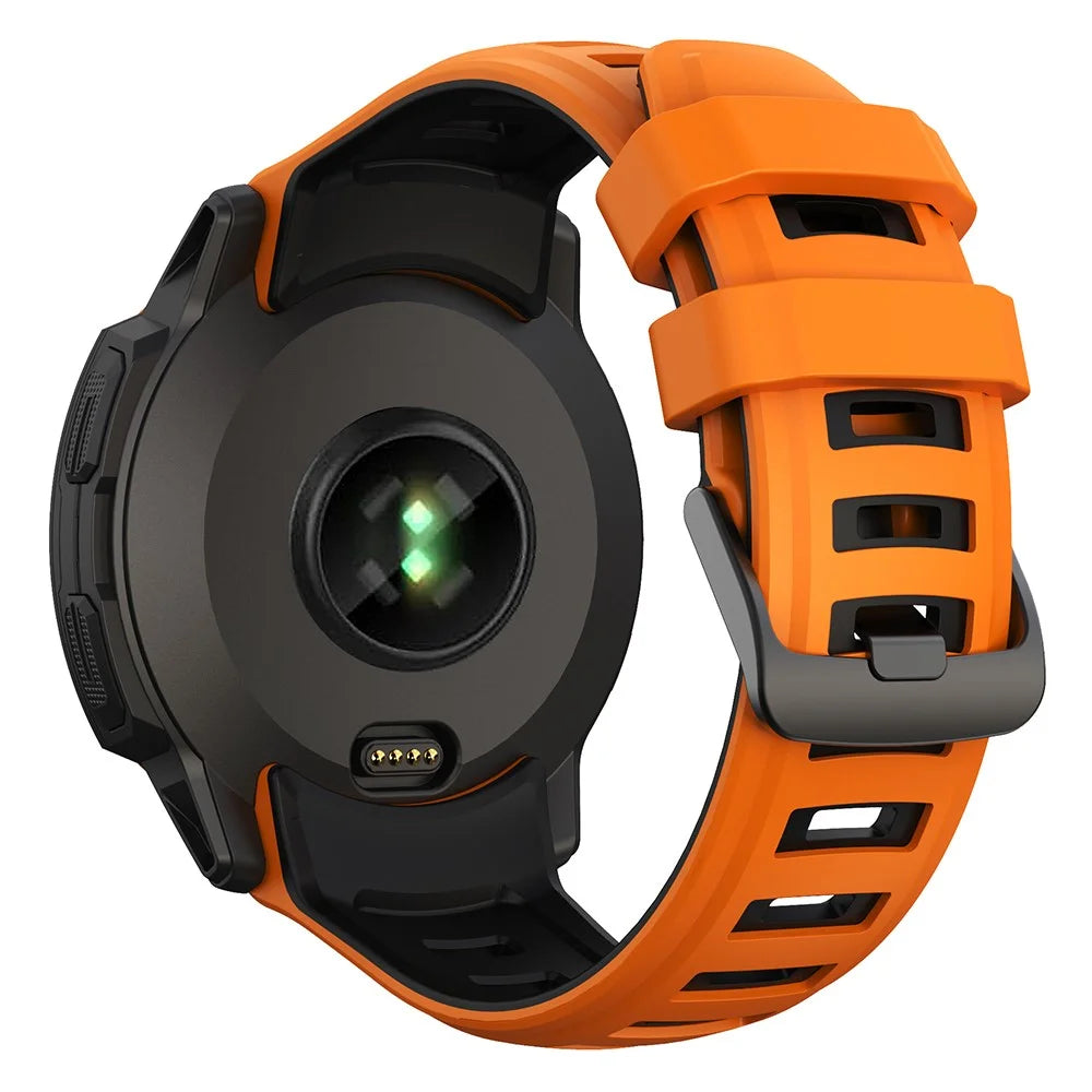 For Garmin Instinct 2X Silicone Watch Strap Replacement Wrist Band - Orange+Black - 1