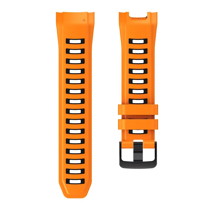 For Garmin Instinct 2X Silicone Watch Strap Replacement Wrist Band - Orange+Black - 3