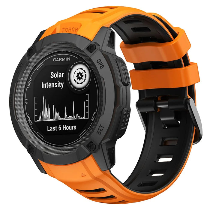 For Garmin Instinct 2X Silicone Watch Strap Replacement Wrist Band - Orange+Black - 4