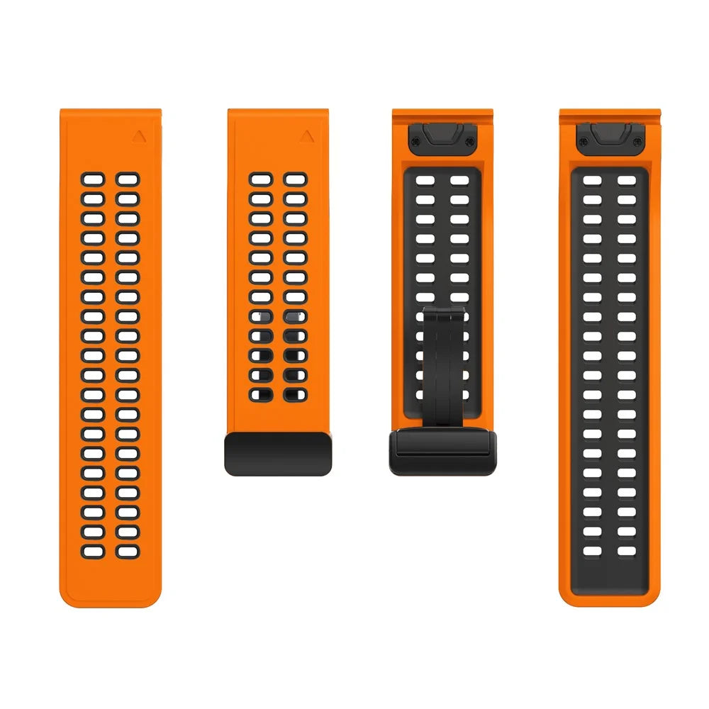 For Garmin Fenix 7 Pro 47mm / Fenix 7 Replacement Band 22mm Silicone Strap with Magnetic Buckle - Orange+Black - 3