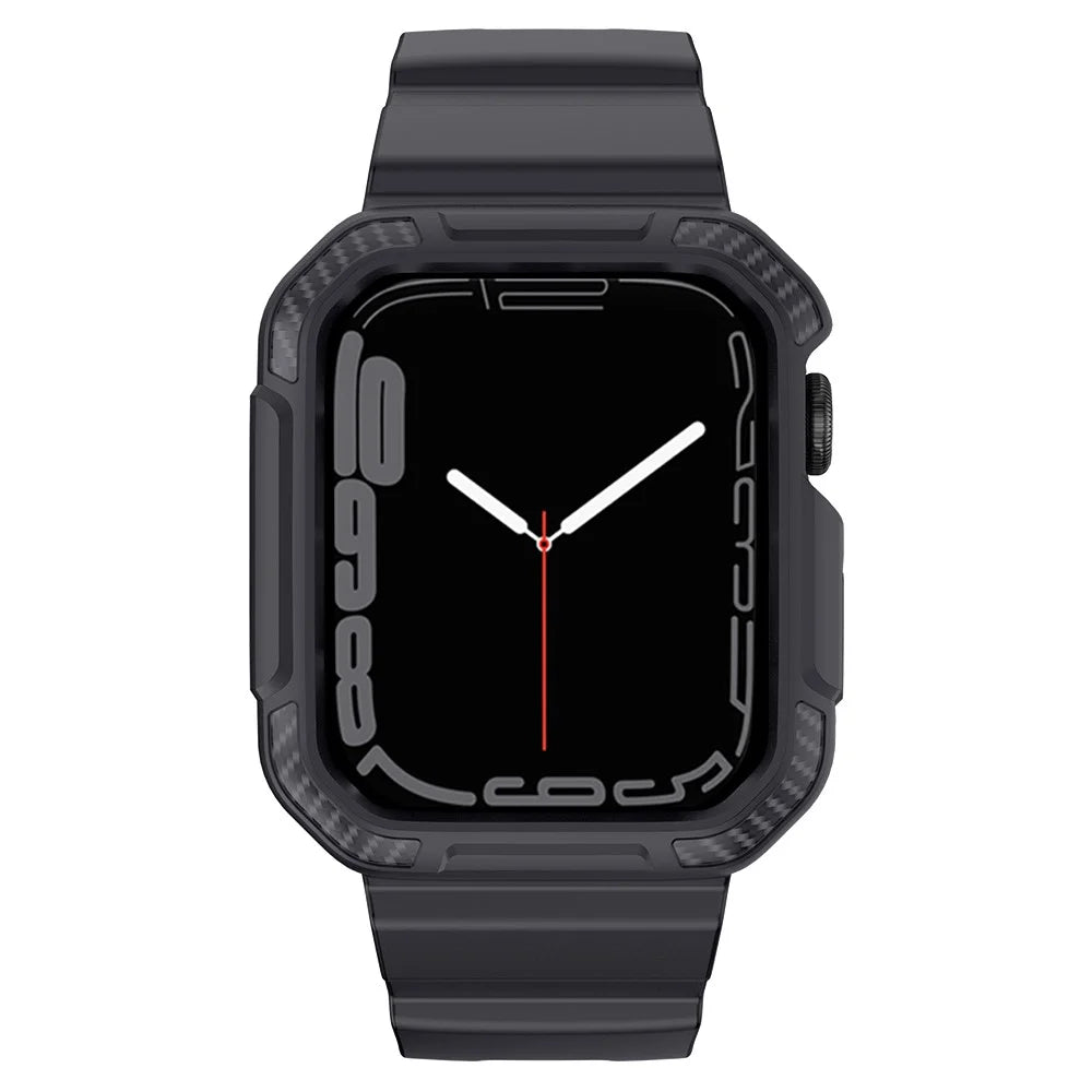 For Apple Watch Series 9 8 7 45mm / 6 5 4 SE SE (2022) SE (2023) 44mm / 3 2 1 42mm TPU Band with Watch Case - Dark Grey - 2