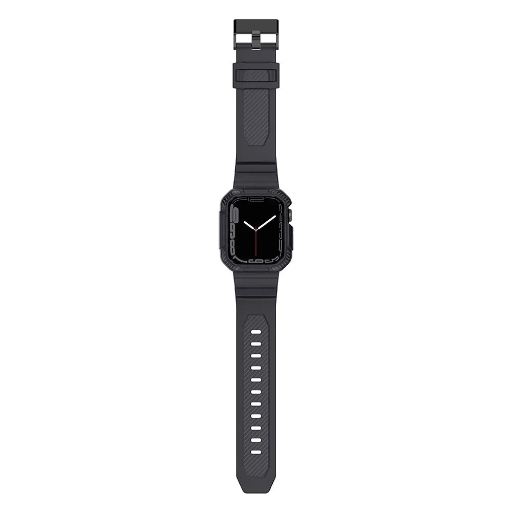 For Apple Watch Series 9 8 7 45mm / 6 5 4 SE SE (2022) SE (2023) 44mm / 3 2 1 42mm TPU Band with Watch Case - Dark Grey - 6