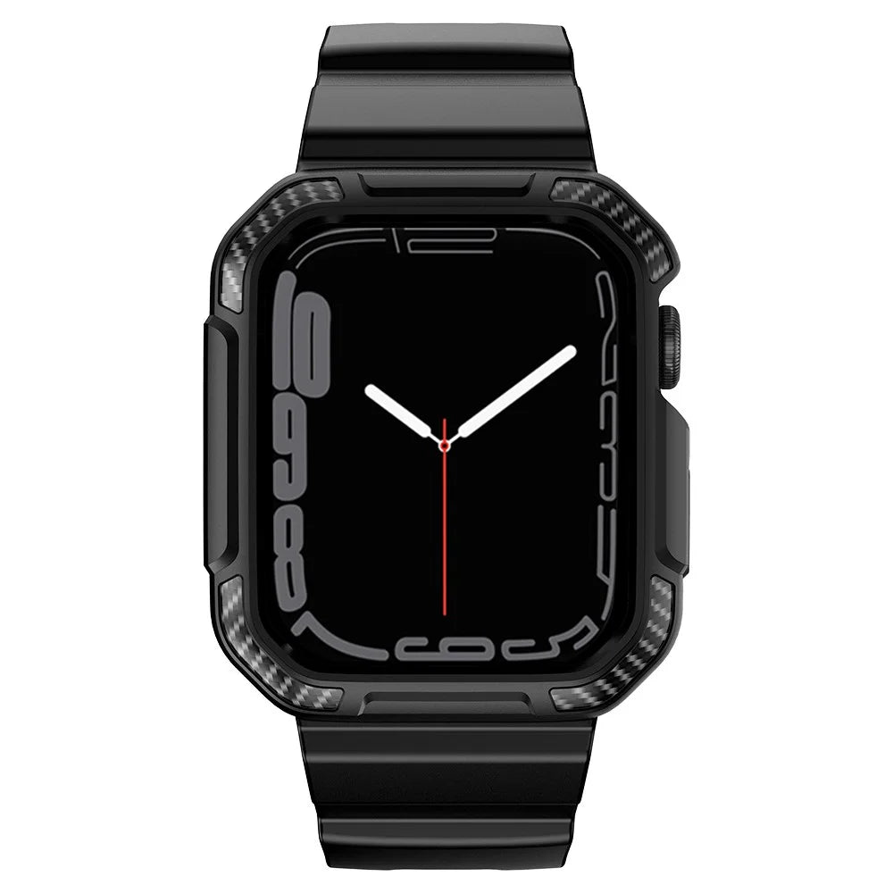 For Apple Watch Series 9 8 7 41mm / 6 5 4 SE SE (2022) SE (2023) 40mm / 3 2 1 38mm Watch Band TPU Strap with Case - Black - 2