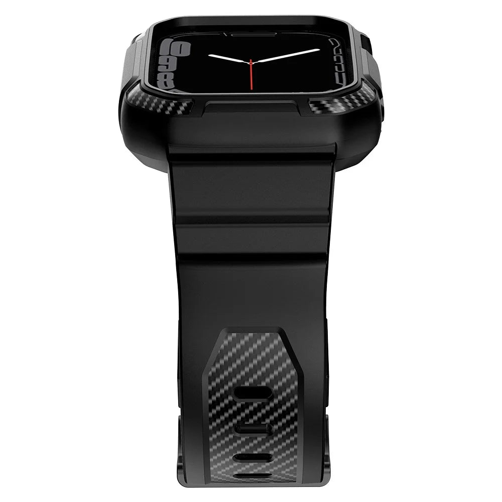 For Apple Watch Series 9 8 7 41mm / 6 5 4 SE SE (2022) SE (2023) 40mm / 3 2 1 38mm Watch Band TPU Strap with Case - Black - 6