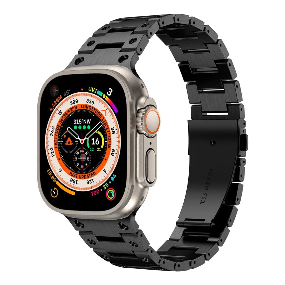 For Apple Watch Series 11 10 42mm / 9 8 7 41mm / SE3 SE2 SE 6 5 4 40mm / 3 2 1 38mm Watch Band Stainless Steel Strap - Black - 2