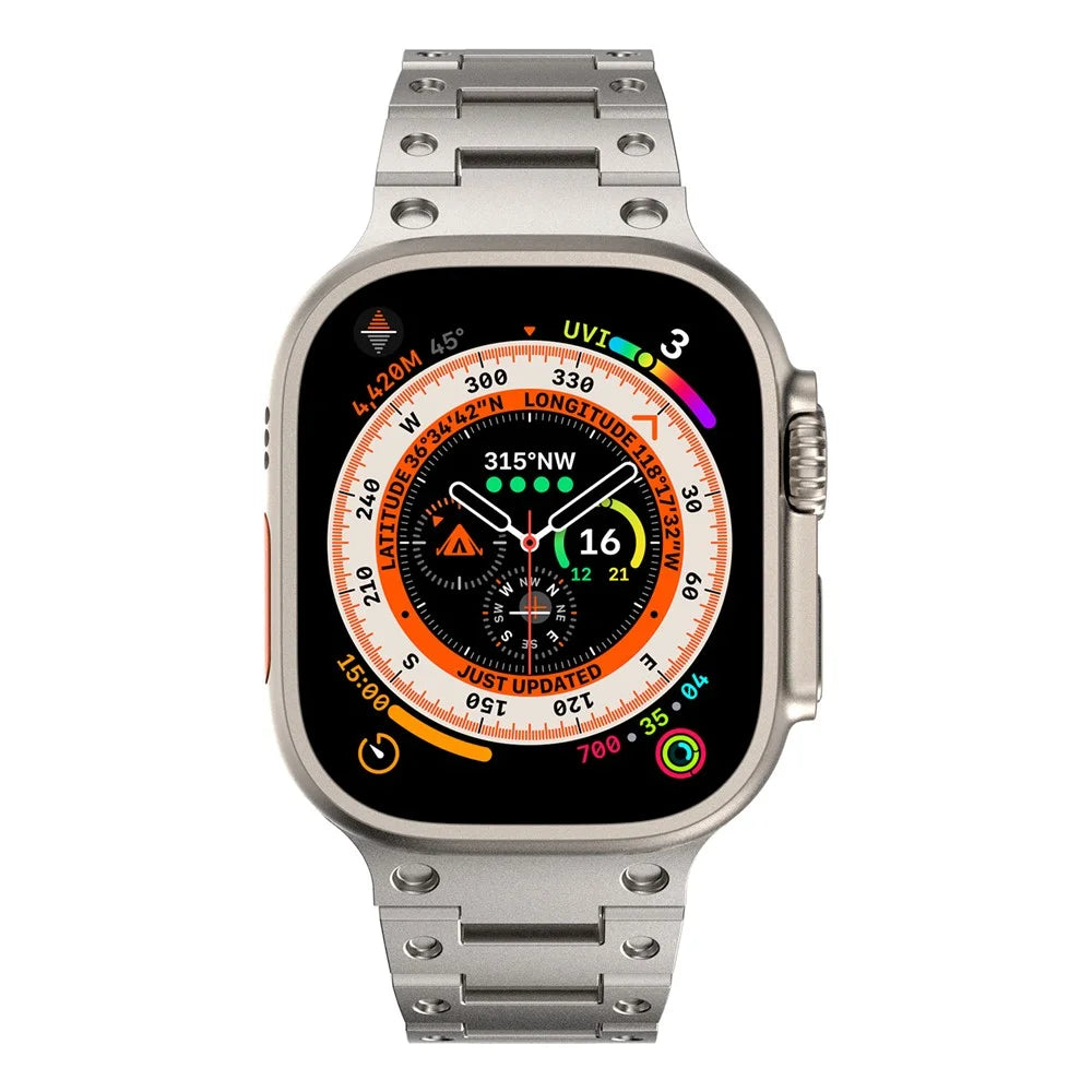For Apple Watch Ultra 3 2 1 49mm / Series 11 10 46mm / 9 8 7 45mm / SE3 SE2 SE 6 5 4 44mm / 3 2 1 42mm Stainless Steel Watch Strap - Titanium - 3