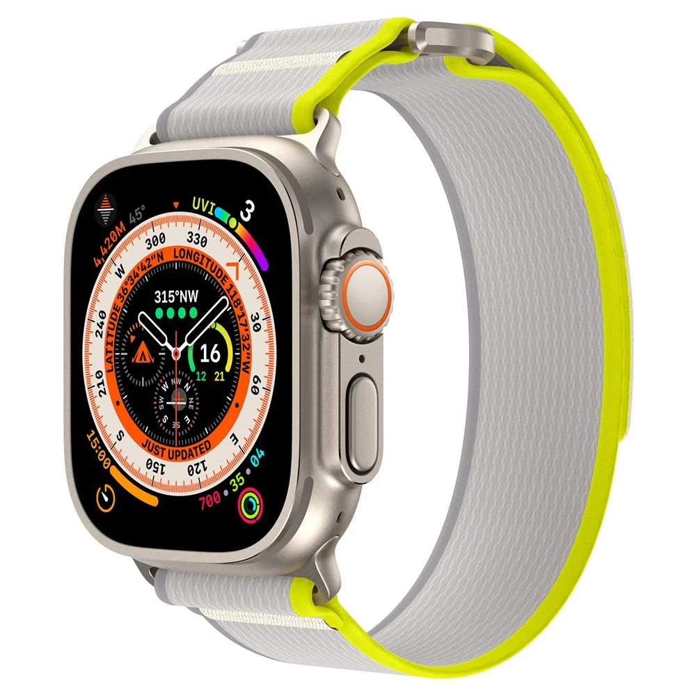 For Apple Watch Ultra 3 2 1 49mm / Series 11 10 46mm / 9 8 7 45mm / SE3 SE2 SE 6 5 4 44mm / 3 2 1 42mm Nylon Braided Watch Band, Size: M - Yellow+White - 4