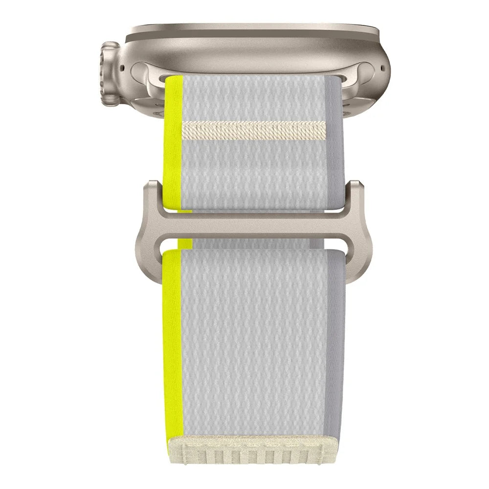 For Apple Watch Ultra 3 2 1 49mm / Series 11 10 46mm / 9 8 7 45mm / SE3 SE2 SE 6 5 4 44mm / 3 2 1 42mm Nylon Braided Watch Band, Size: M - Yellow+White - 6