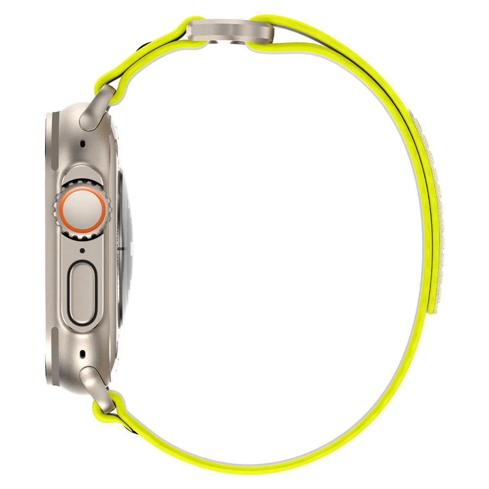 For Apple Watch Ultra 3 2 1 49mm / Series 11 10 46mm / 9 8 7 45mm / SE3 SE2 SE 6 5 4 44mm / 3 2 1 42mm Nylon Braided Watch Band, Size: M - Yellow+White - 7