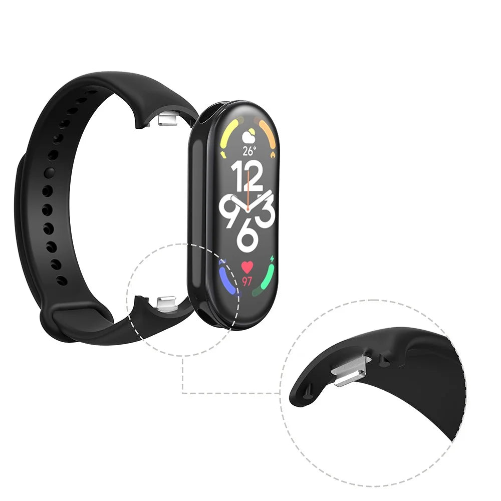 For Xiaomi Smart Band 9 NFC / 9 / 8 NFC / 8 Silicone Watch Strap Wrist Band Replacement - Black - 2
