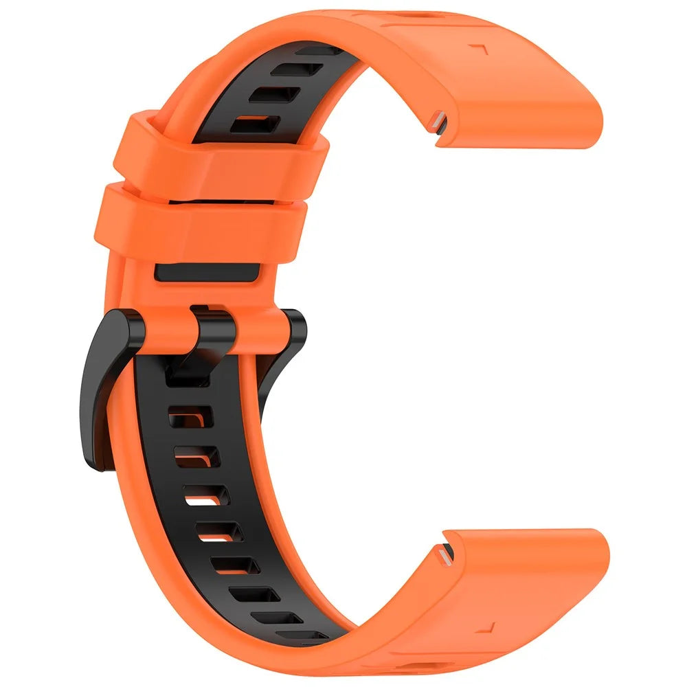 For Garmin Fenix 7X / 7X Pro 51mm / 6X QuickFit 26mm Silicone Watch Strap Dual Color Wrist Band - Orange+Black - 3