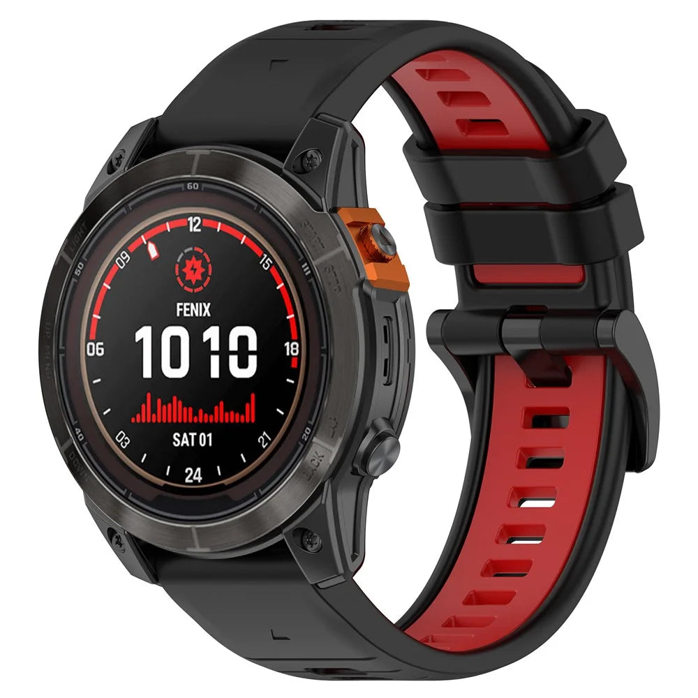 For Garmin Fenix 7S / 7S Pro 42mm / 6S QuickFit 20mm Silicone Watch Band Dual Color Strap Replacement - Black+Red - 2