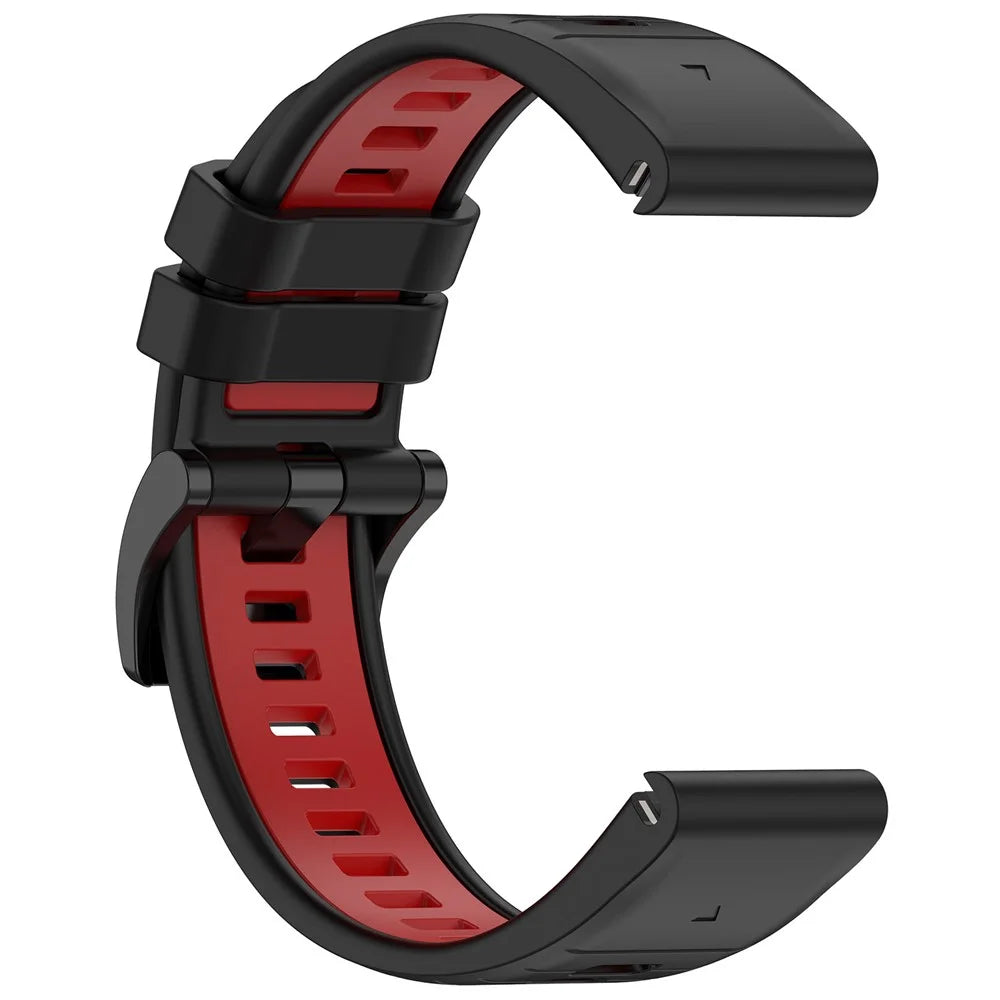 For Garmin Fenix 7S / 7S Pro 42mm / 6S QuickFit 20mm Silicone Watch Band Dual Color Strap Replacement - Black+Red - 3