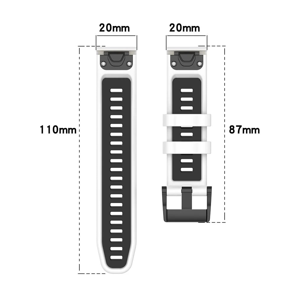 For Garmin Fenix 7S / 7S Pro 42mm / 6S QuickFit 20mm Silicone Watch Band Dual Color Strap Replacement - Black+Red - 4