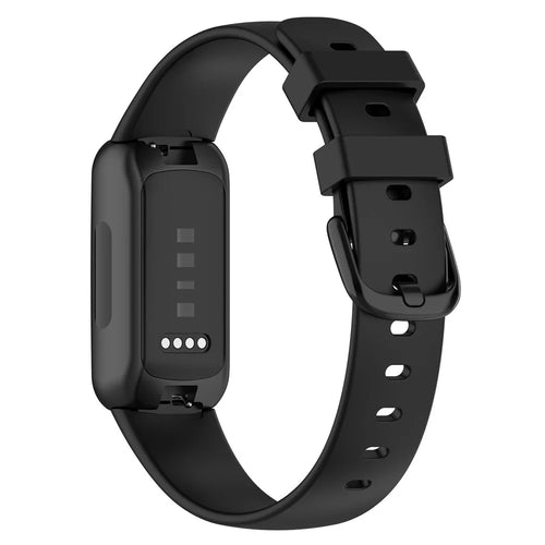 For Fitbit Inspire 3 Silicone Wristband Sports Watch Strap, Size: L - Black - 1