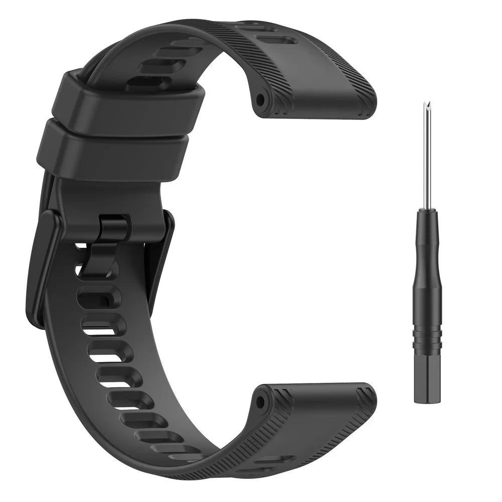 For Garmin Forerunner 955 Silicone Watch Band Soft Sport Strap - Black - 3