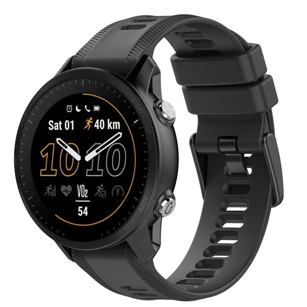 For Garmin Forerunner 955 Silicone Watch Band Soft Sport Strap - Black - 5