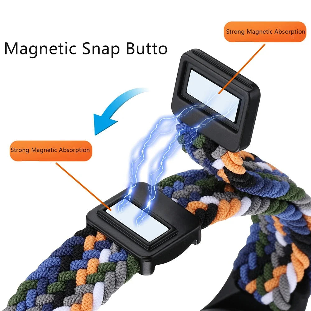 Magnetic Braided Nylon Strap for Xiaomi Smart Band 9 NFC / 9 / 8 NFC / 8 Replacement Watch Band - Denim Color - 3