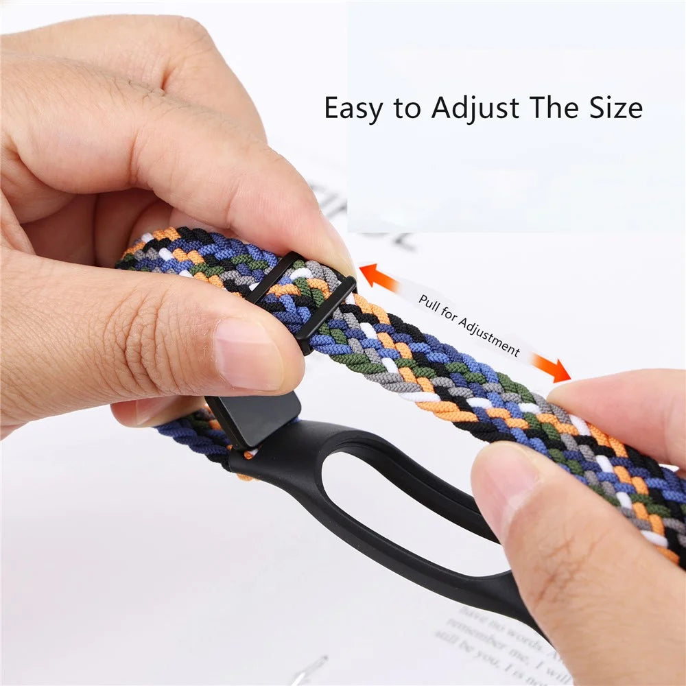 For Xiaomi Mi Band 3 / 4 / 5 / 6 / 7 Braided Nylon Strap Magnetic Watch Band - Black / White - 4