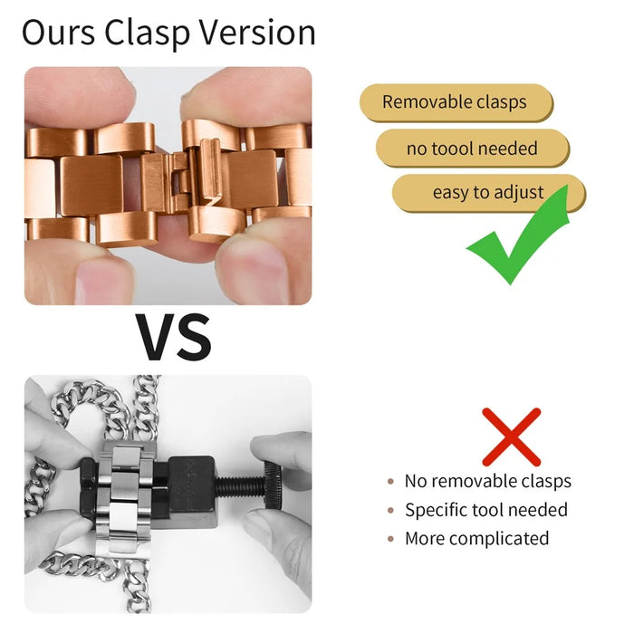 For Xiaomi Smart Band 10 Pro / 9 Pro / 8 Pro / Redmi Watch 6 / 5 / 4 Double-Circle Band Stainless Steel Watch Strap - Rose Gold - 3