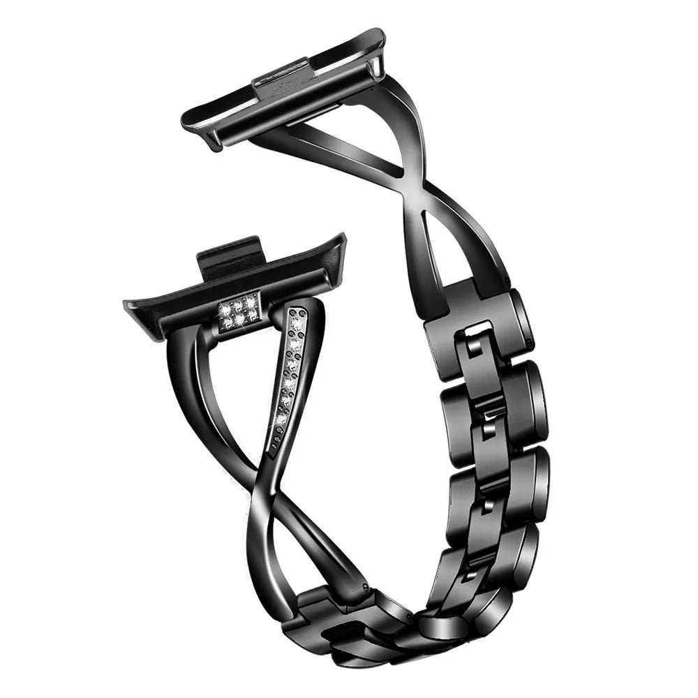 For Xiaomi Smart Band 10 Pro / 9 Pro / 8 Pro / Redmi Watch 6 / 5 / 4 Zinc Alloy Rhinestone Decor Watch Strap - Black - 1