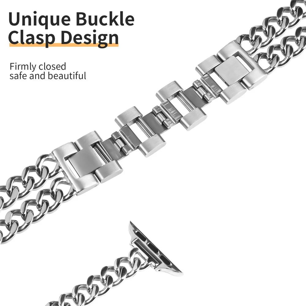 For Apple Watch Series 11 10 42mm / 9 8 7 41mm / SE3 SE2 SE 6 5 4 40mm / 3 2 1 38mm Stainless Steel Bracelet Strap - Silver - 2