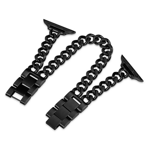 For Apple Watch Series 11 10 42mm / 9 8 7 41mm / SE3 SE2 SE 6 5 4 40mm / 3 2 1 38mm Stainless Steel Wrist Strap - Black - 1