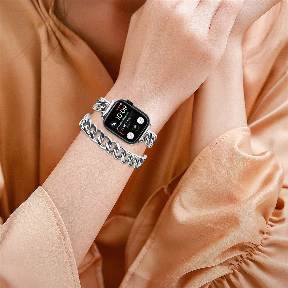 For Apple Watch Ultra 3 2 1 49mm / Series 11 10 46mm / 9 8 7 45mm / SE3 SE2 SE 6 5 4 44mm / 3 2 1 42mm Stainless Steel Band - Silver - 5