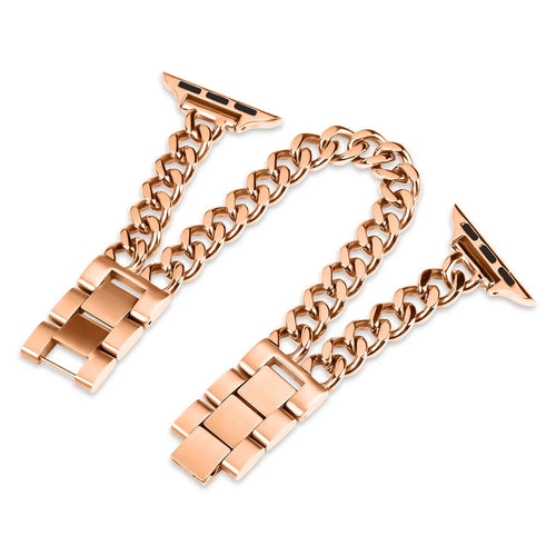 For Apple Watch Ultra 3 2 1 49mm / Series 11 10 46mm / 9 8 7 45mm / SE3 SE2 SE 6 5 4 44mm / 3 2 1 42mm Stainless Steel Band - Rose Gold - 1