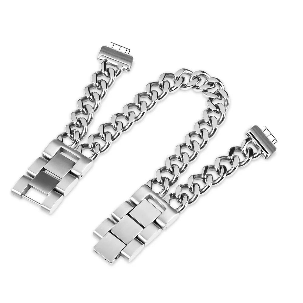 For Fitbit Inspire / Inspire HR / Inspire 2 Circle Design Stainless Steel Watch Bracelet Strap - Silver - 1