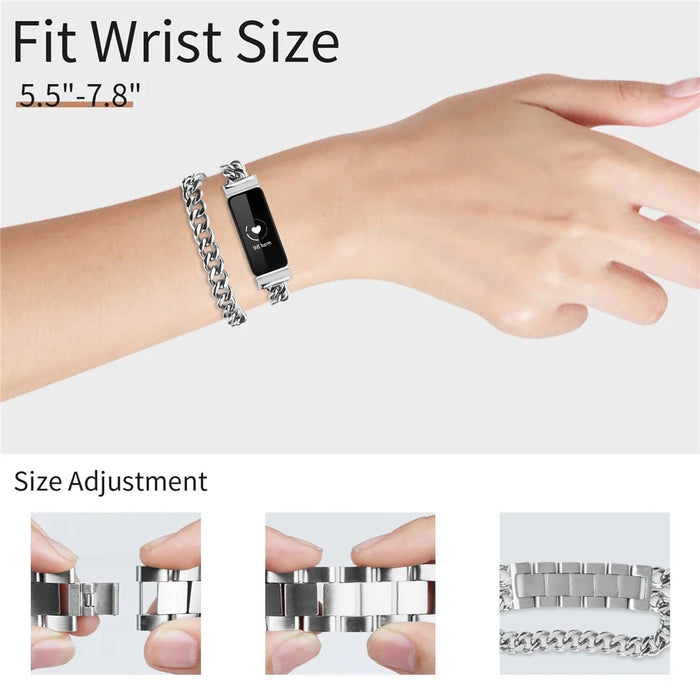 For Fitbit Inspire / Inspire HR / Inspire 2 Circle Design Stainless Steel Watch Bracelet Strap - Silver - 4