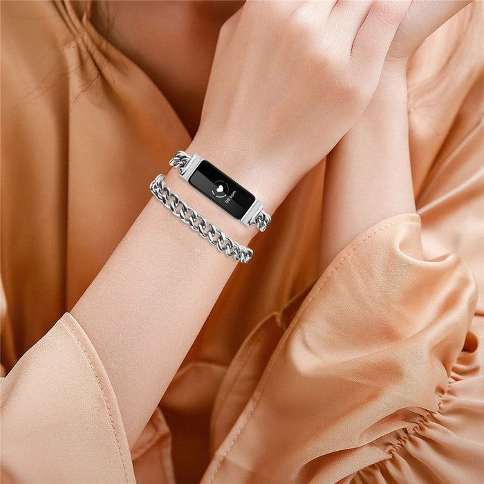 For Fitbit Inspire / Inspire HR / Inspire 2 Circle Design Stainless Steel Watch Bracelet Strap - Silver - 5