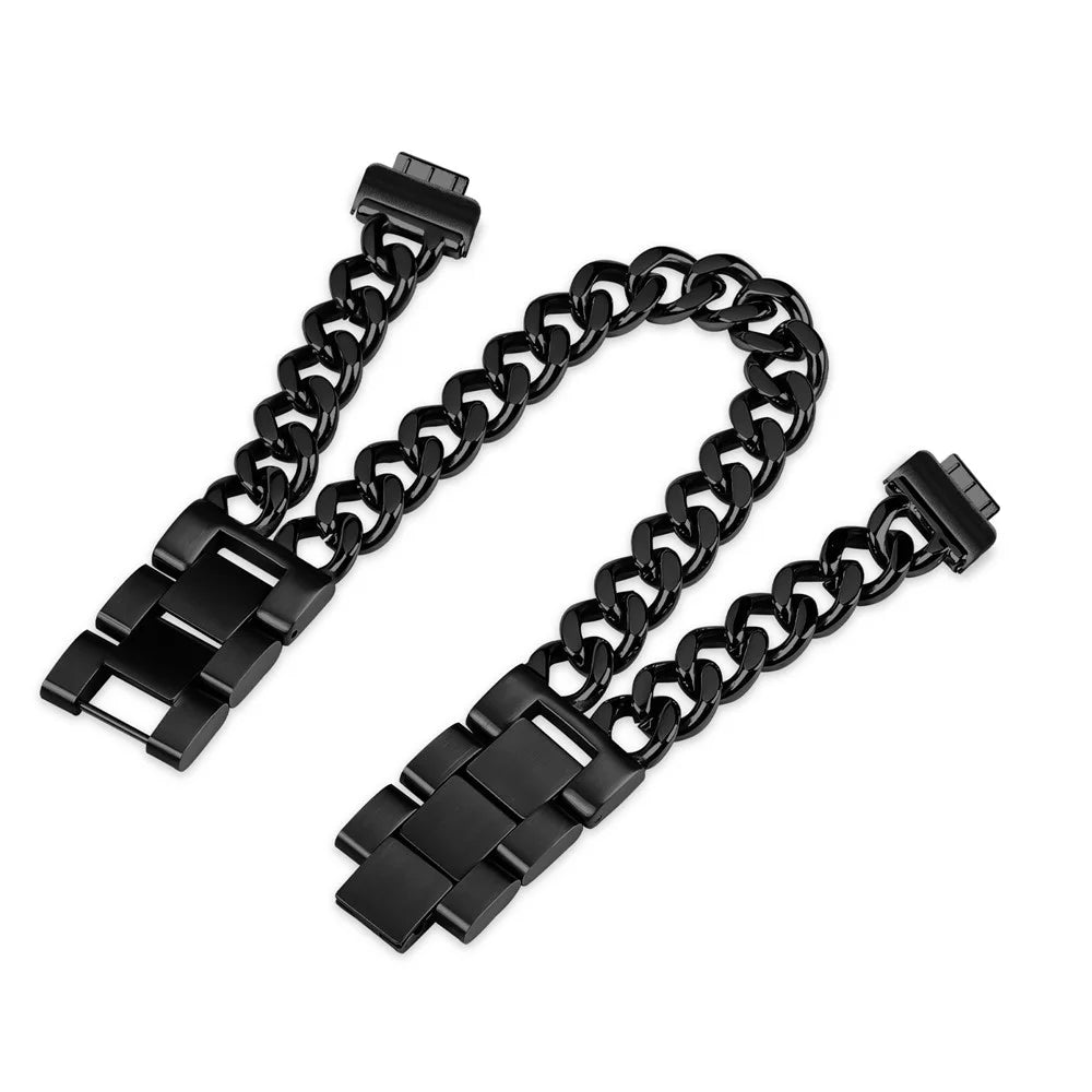 For Fitbit Inspire / Inspire HR / Inspire 2 Strap Circle Design Electroplating Stainless Steel Watch Bracelet - Black - 1